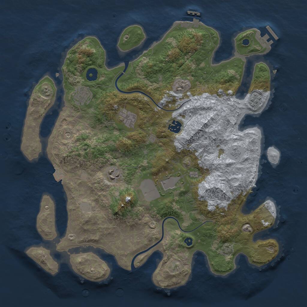 Rust Map: Procedural Map, Size: 3700, Seed: 355519, 12 Monuments