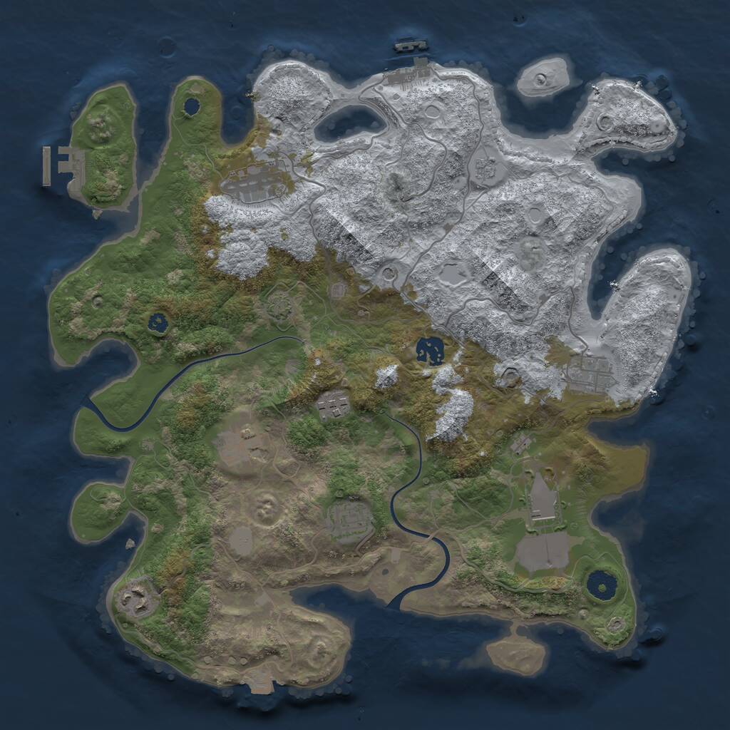Rust Map: Procedural Map, Size: 3700, Seed: 458941, 14 Monuments