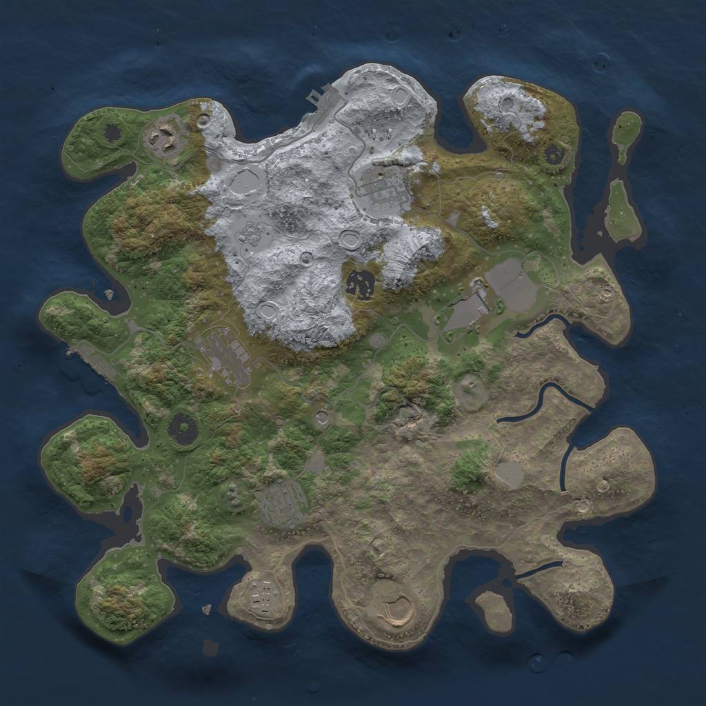 Rust Map: Procedural Map, Size: 3500, Seed: 541769553, 17 Monuments