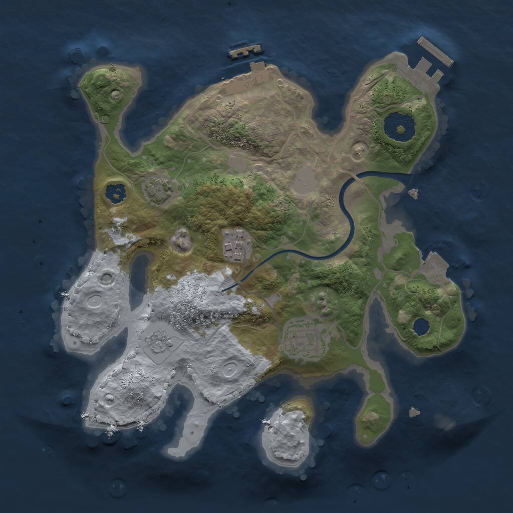 Rust Map: Procedural Map, Size: 2500, Seed: 98748, 7 Monuments