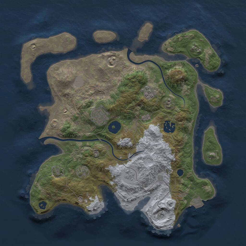 Rust Map: Procedural Map, Size: 3000, Seed: 45338143, 7 Monuments