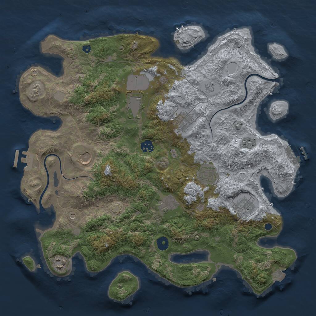 Rust Map: Procedural Map, Size: 3700, Seed: 555993, 15 Monuments