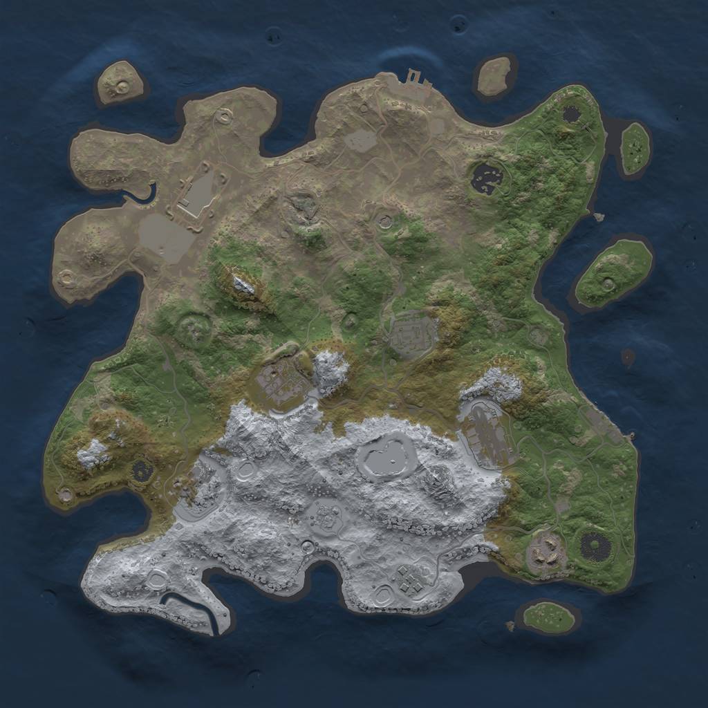Rust Map: Procedural Map, Size: 3500, Seed: 2001002, 17 Monuments