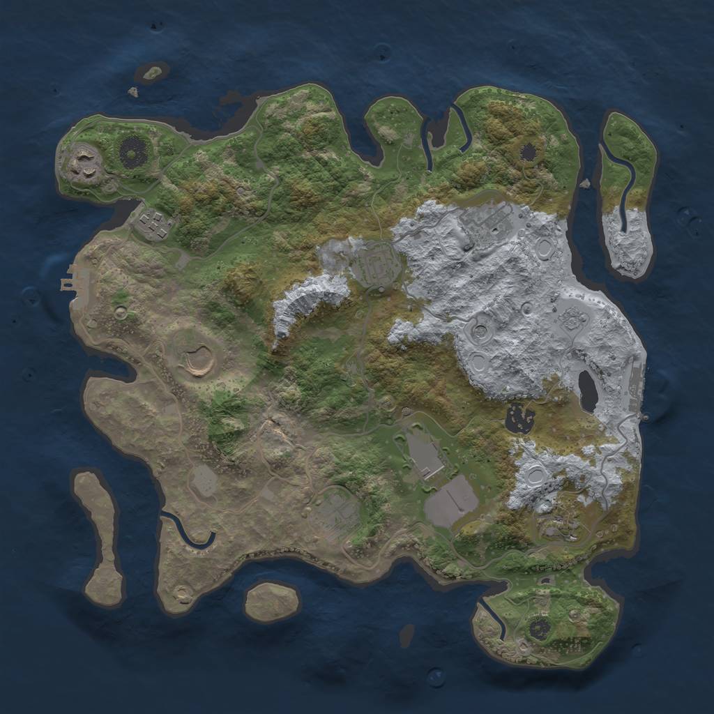 Rust Map: Procedural Map, Size: 3500, Seed: 487599, 18 Monuments