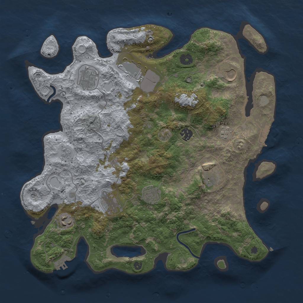 Rust Map: Procedural Map, Size: 3700, Seed: 637107, 18 Monuments