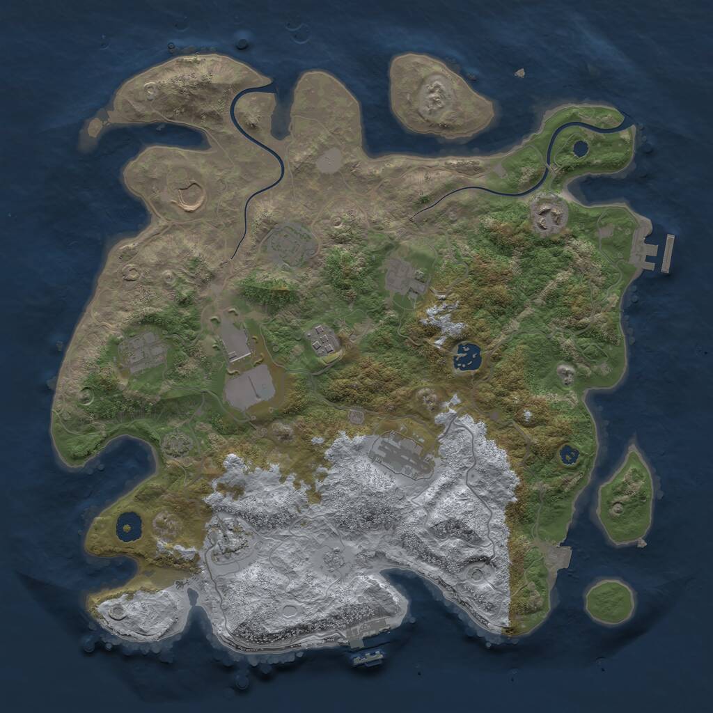Rust Map: Procedural Map, Size: 3750, Seed: 110705264, 16 Monuments