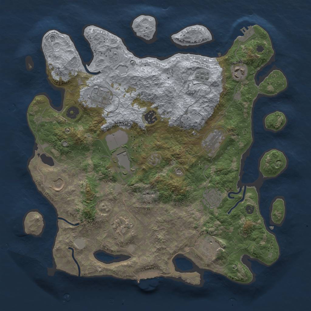 Rust Map: Procedural Map, Size: 3700, Seed: 995071, 19 Monuments