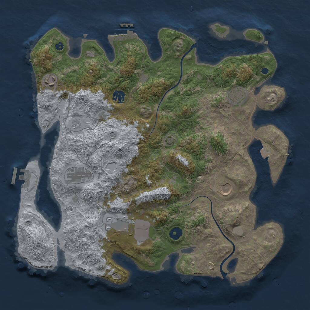 Rust Map: Procedural Map, Size: 3700, Seed: 706187, 12 Monuments