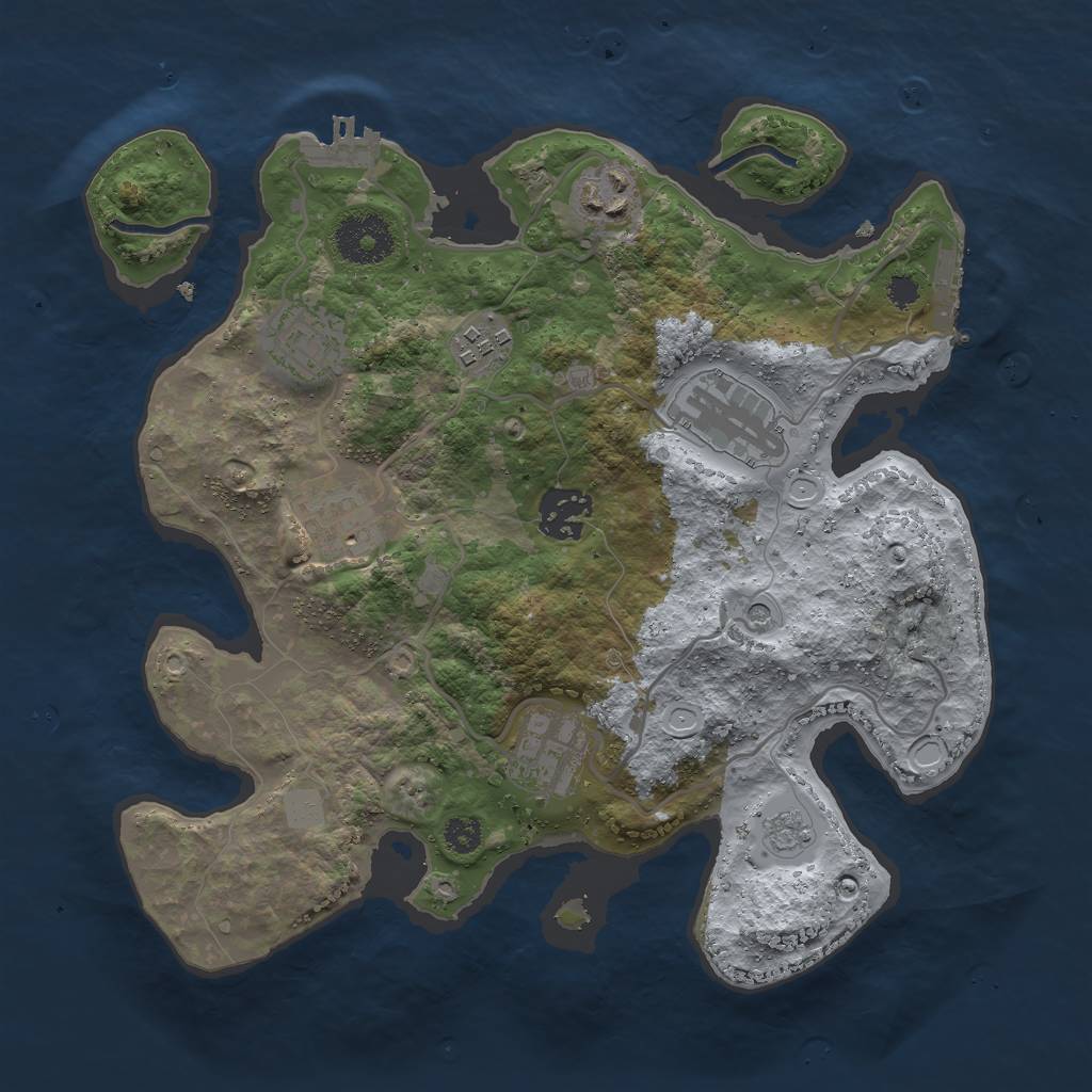 Rust Map: Procedural Map, Size: 3000, Seed: 524431563, 16 Monuments