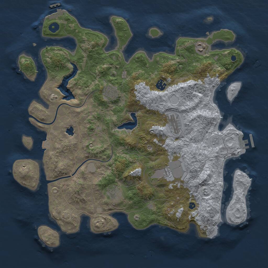 Rust Map: Procedural Map, Size: 4000, Seed: 648255145, 13 Monuments