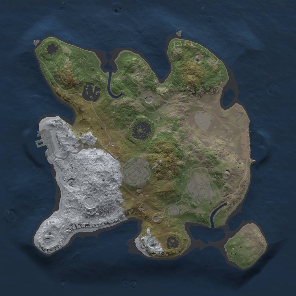 Rust Map: Procedural Map, Size: 2400, Seed: 634647, 11 Monuments