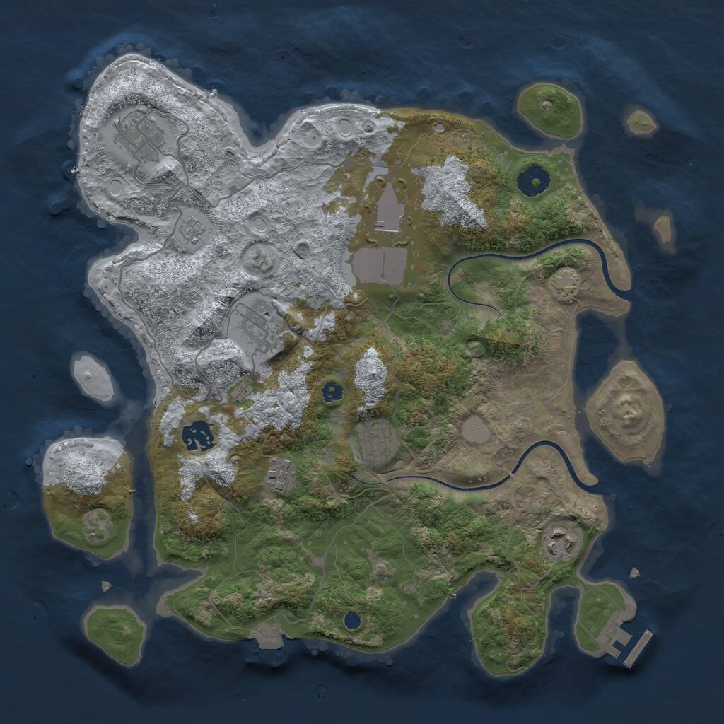 Rust Map: Procedural Map, Size: 3500, Seed: 83468, 11 Monuments