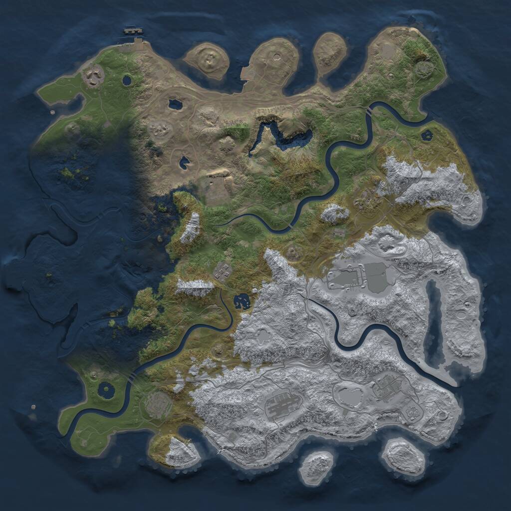 Rust Map: Procedural Map, Size: 4500, Seed: 1144218935, 15 Monuments