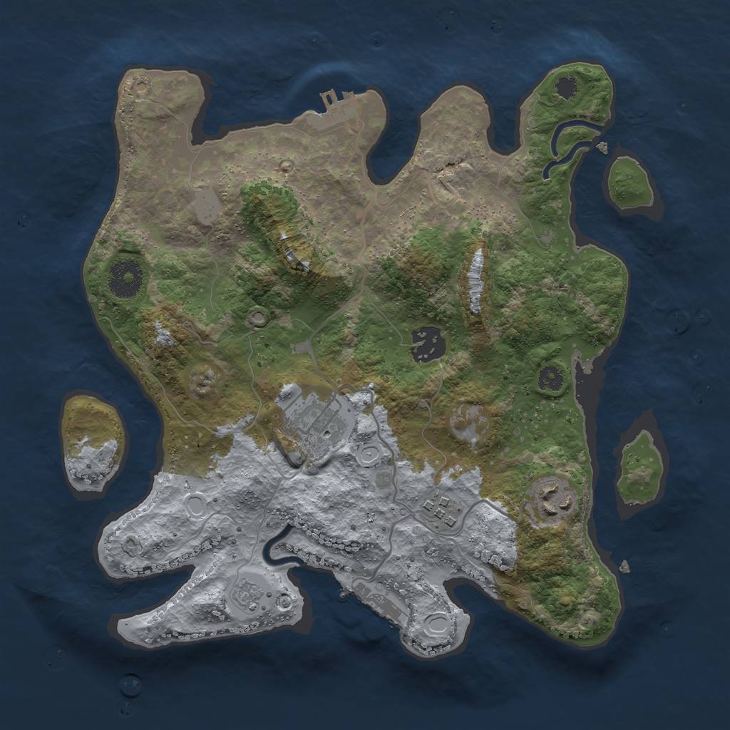 Rust Map: Procedural Map, Size: 3000, Seed: 1065439570, 12 Monuments
