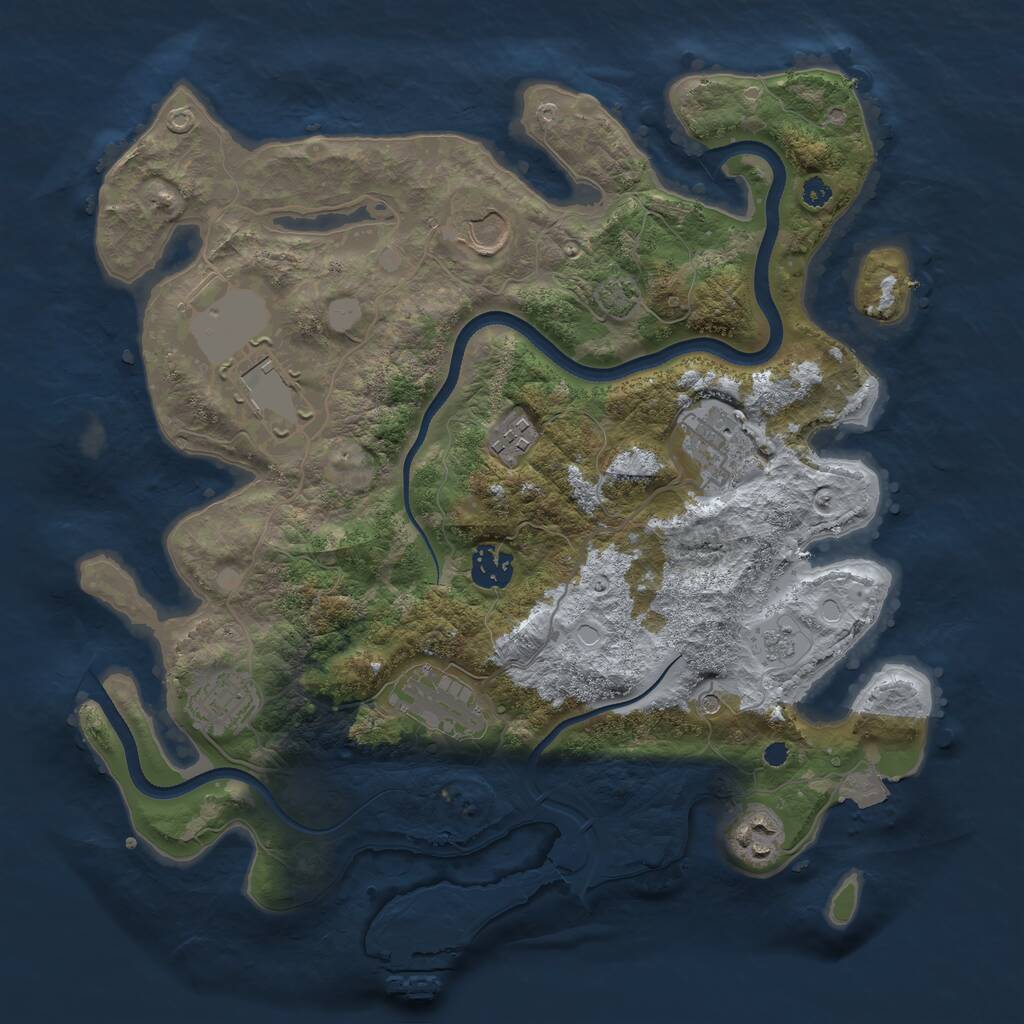 Rust Map: Procedural Map, Size: 3500, Seed: 5000002, 13 Monuments