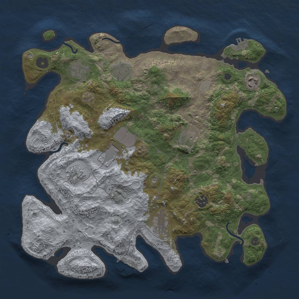 Rust Map: Procedural Map, Size: 3700, Seed: 152102806, 17 Monuments