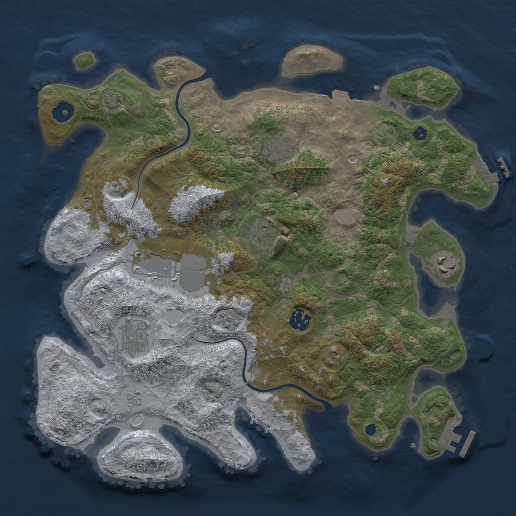 Rust Map: Procedural Map, Size: 3700, Seed: 152102806, 13 Monuments