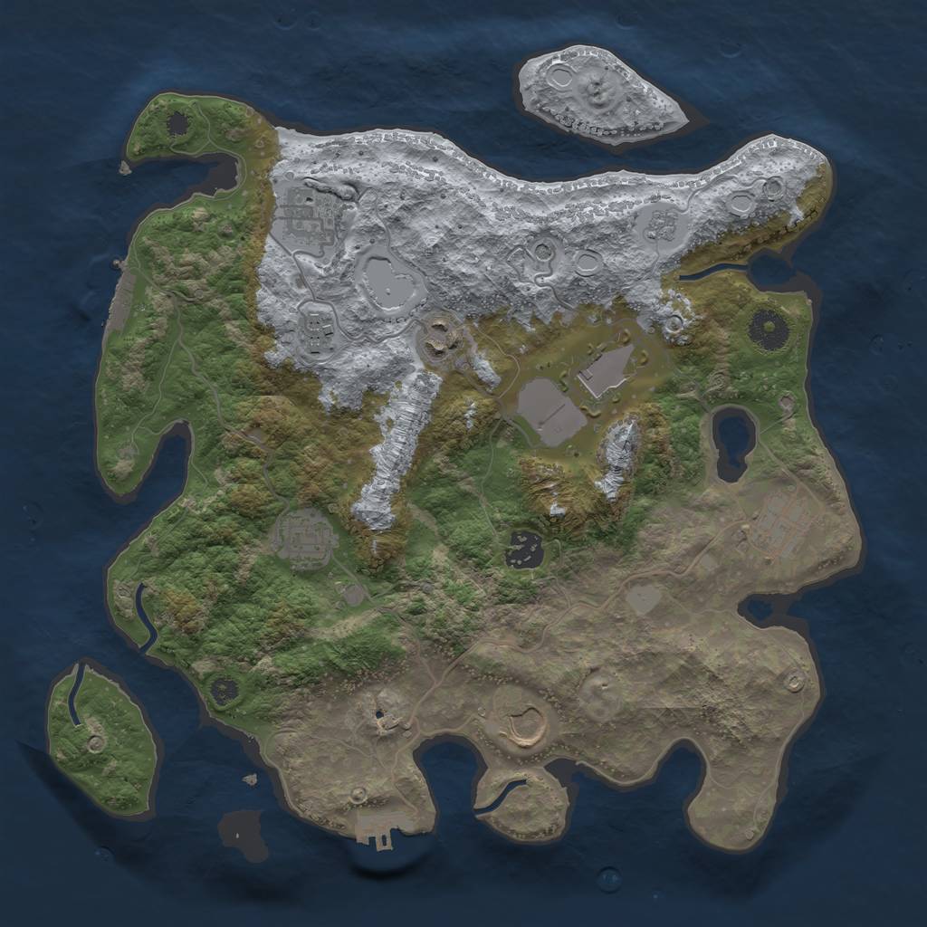Rust Map: Procedural Map, Size: 3500, Seed: 460469457, 17 Monuments