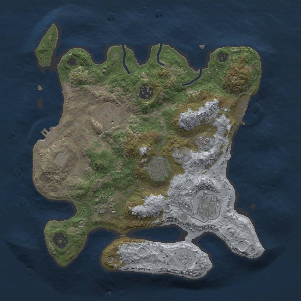 Rust Map: Procedural Map, Size: 3000, Seed: 1936065583, 14 Monuments