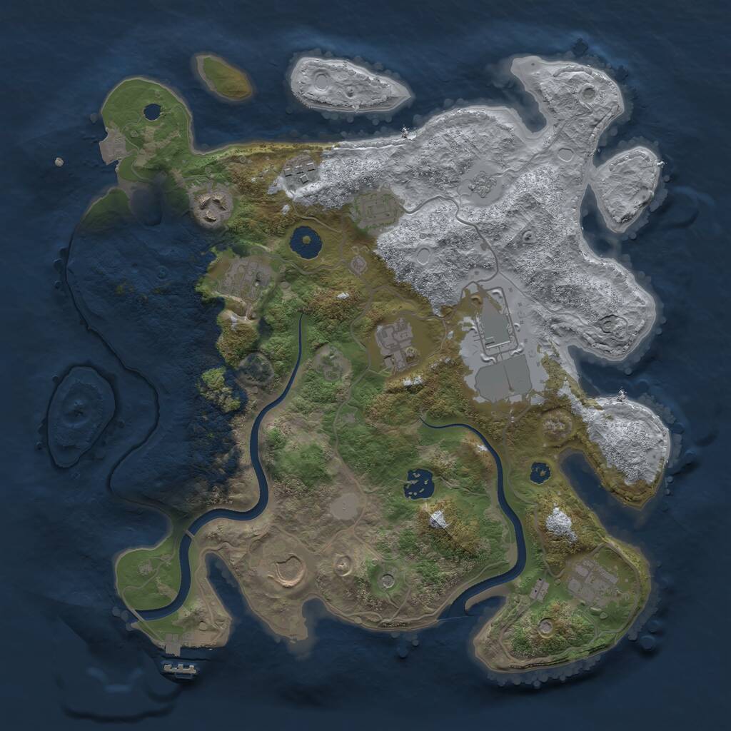 Rust Map: Procedural Map, Size: 3500, Seed: 5000003, 14 Monuments
