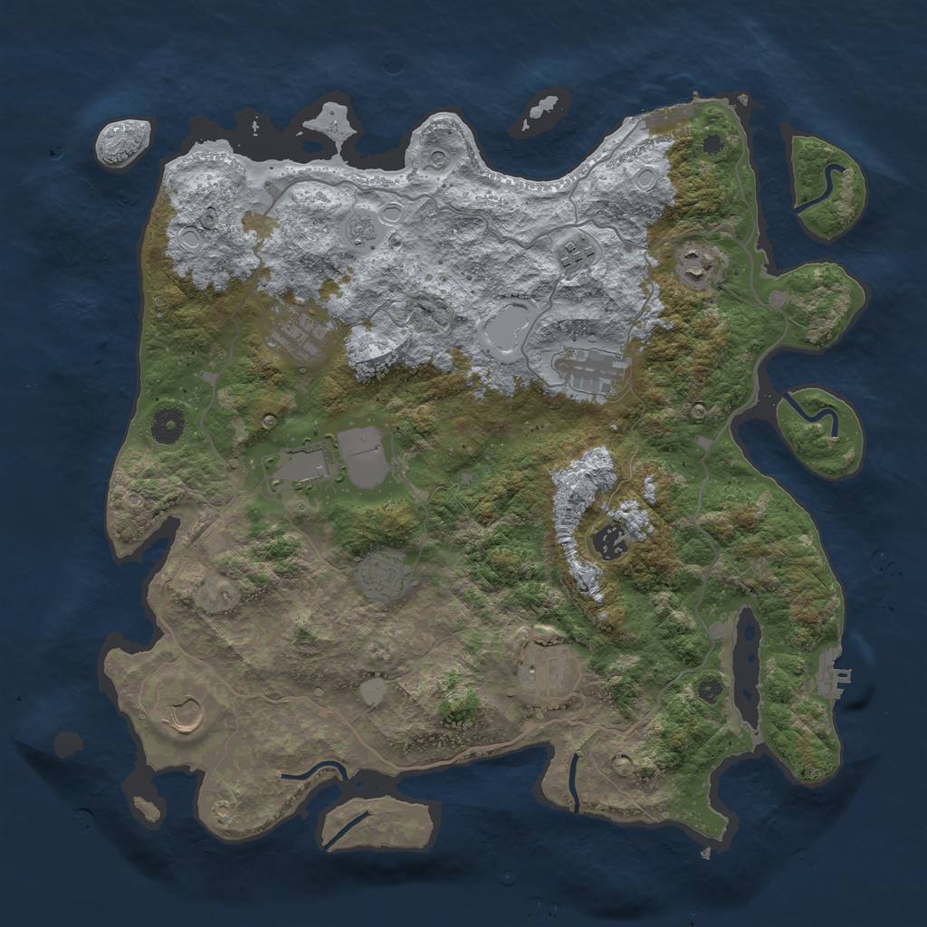 Rust Map: Procedural Map, Size: 4000, Seed: 1850038714, 16 Monuments