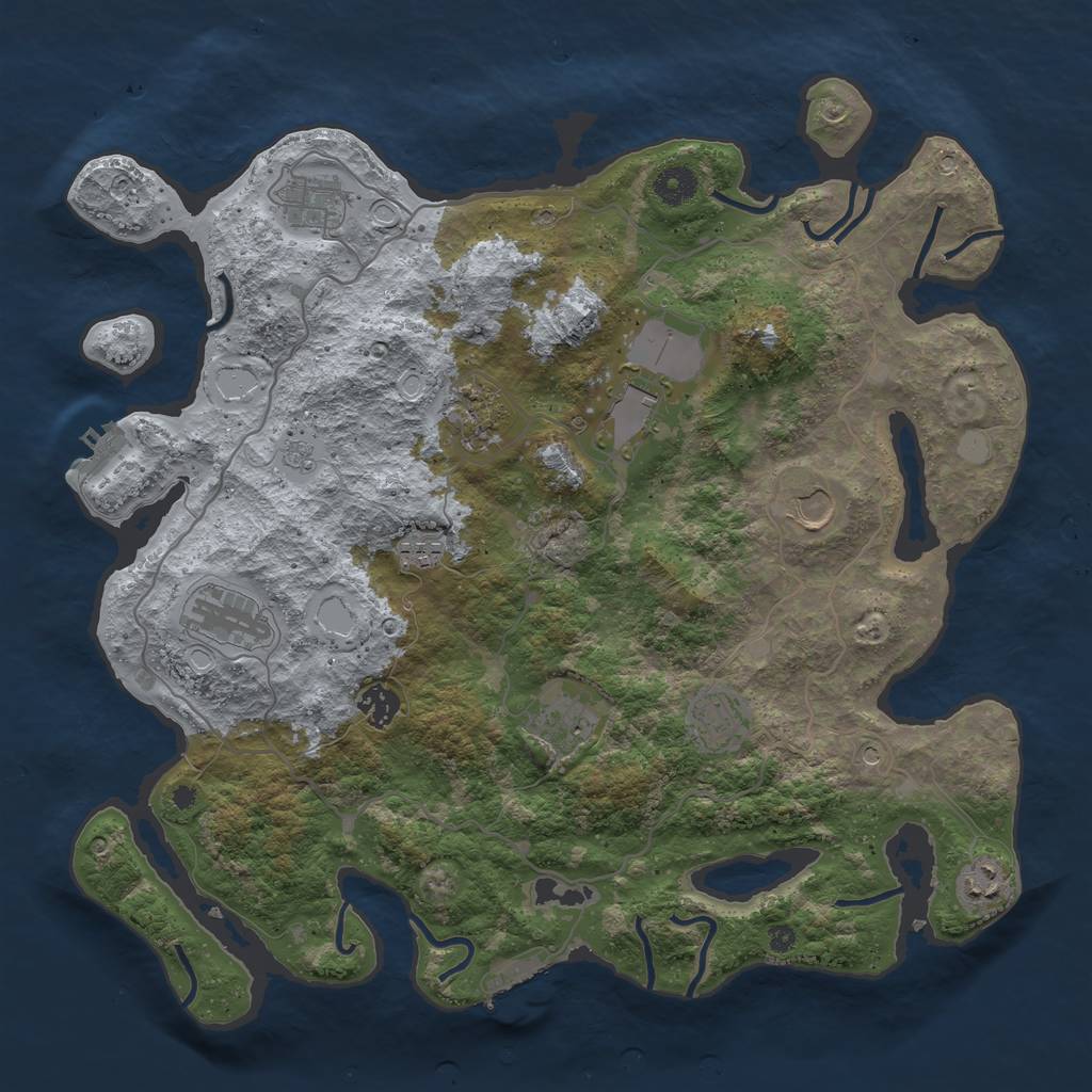 Rust Map: Procedural Map, Size: 4000, Seed: 455146133, 19 Monuments