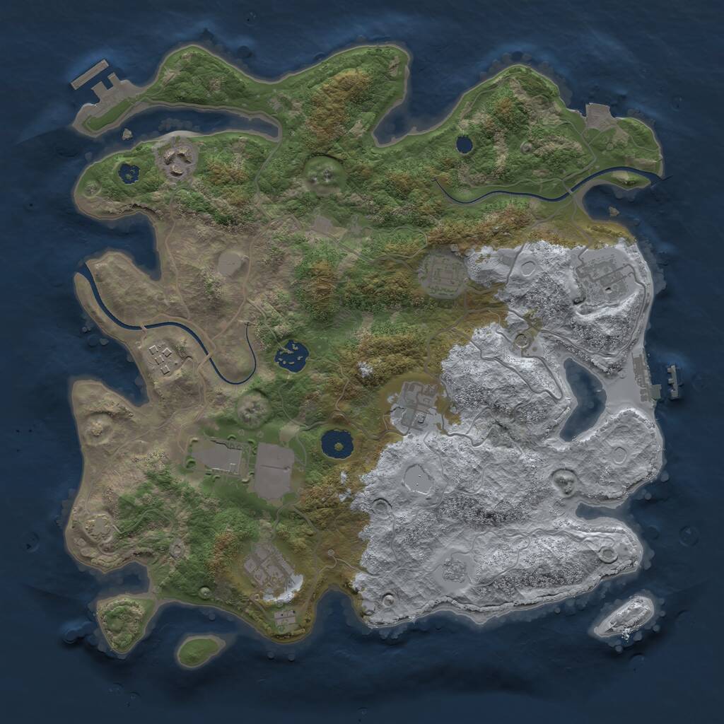 Rust Map: Procedural Map, Size: 3500, Seed: 1439046767, 14 Monuments