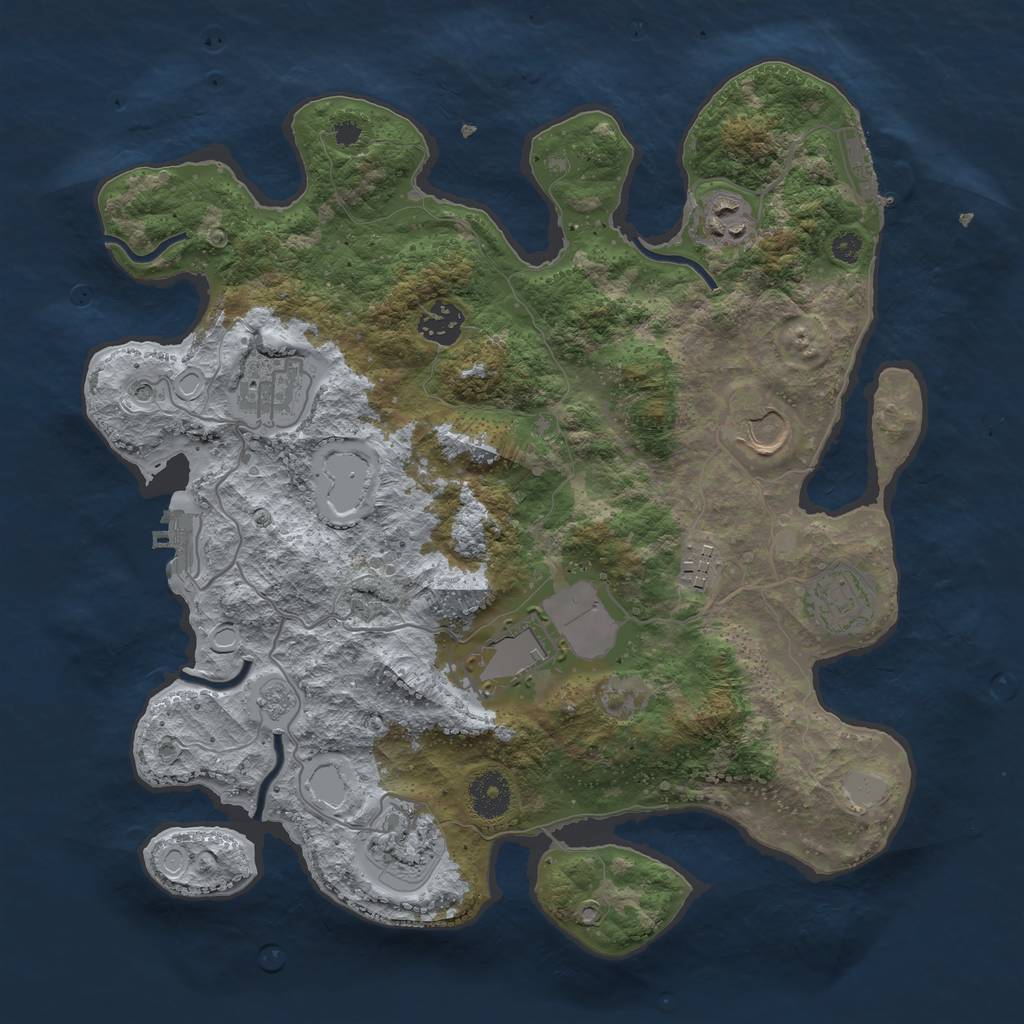 Rust Map: Procedural Map, Size: 3500, Seed: 245795141, 17 Monuments