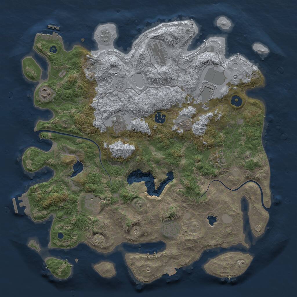 Rust Map: Procedural Map, Size: 4000, Seed: 7418445, 15 Monuments