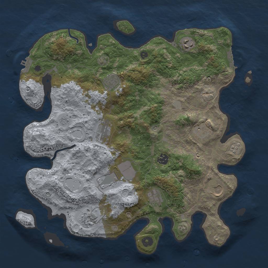 Rust Map: Procedural Map, Size: 3700, Seed: 992382, 17 Monuments