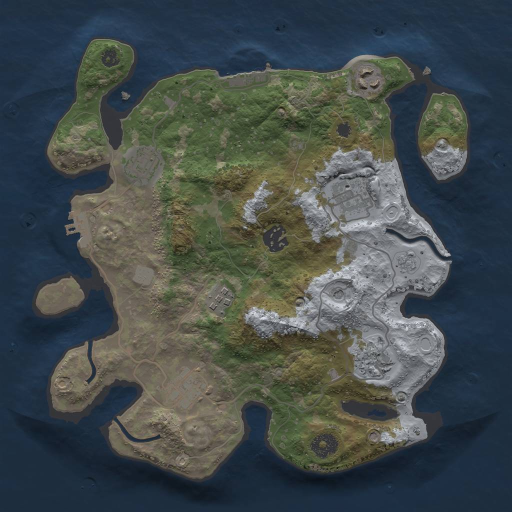 Rust Map: Procedural Map, Size: 3000, Seed: 266619, 16 Monuments