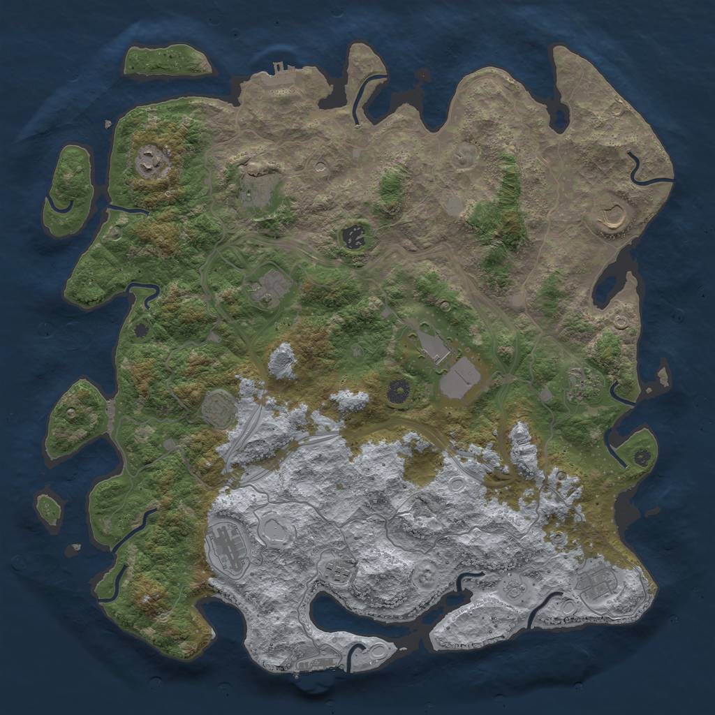 Rust Map: Procedural Map, Size: 4500, Seed: 1718319816, 20 Monuments