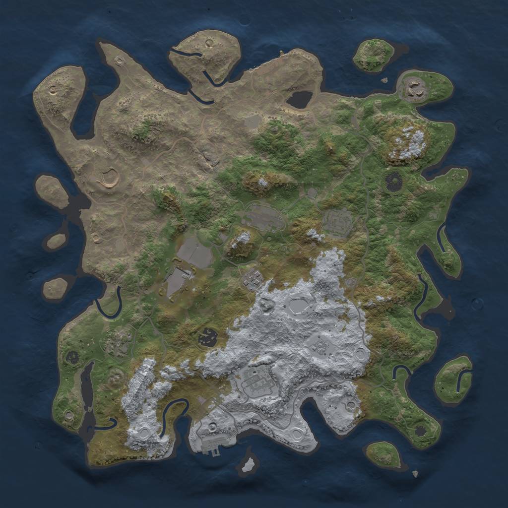 Rust Map: Procedural Map, Size: 4000, Seed: 406299656, 18 Monuments