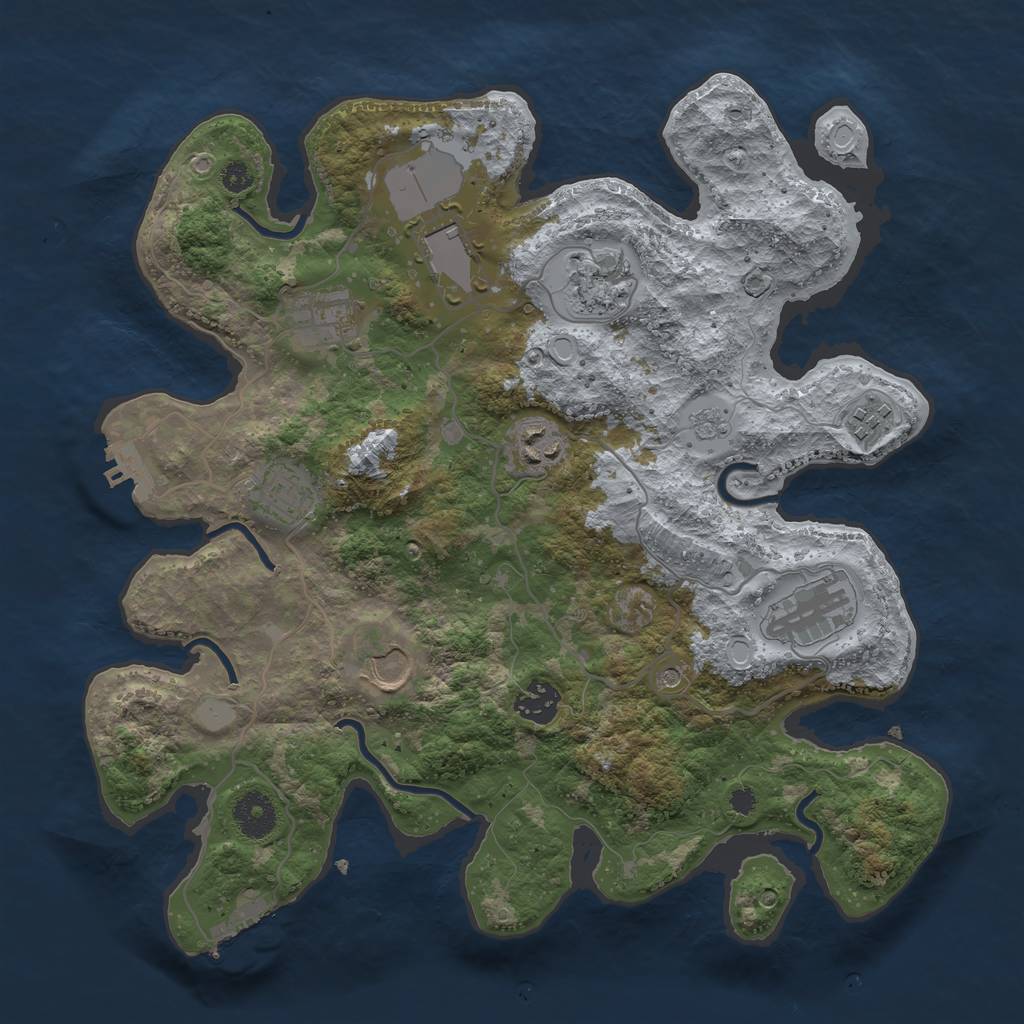 Rust Map: Procedural Map, Size: 3500, Seed: 65551125, 18 Monuments