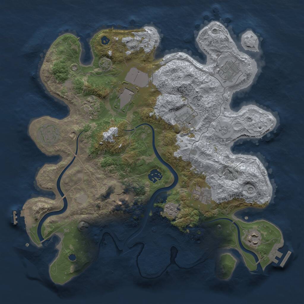 Rust Map: Procedural Map, Size: 3500, Seed: 65551125, 16 Monuments