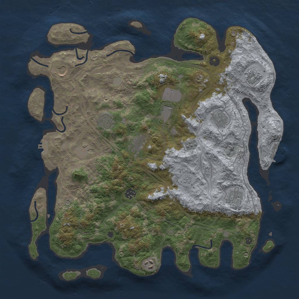 Rust Map: Procedural Map, Size: 4250, Seed: 921411096, 20 Monuments