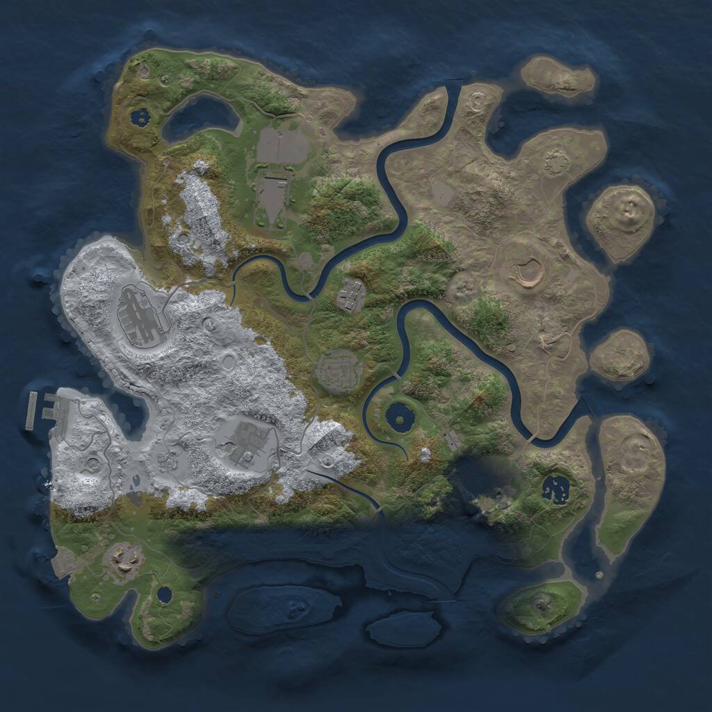 Rust Map: Procedural Map, Size: 3700, Seed: 499493, 14 Monuments