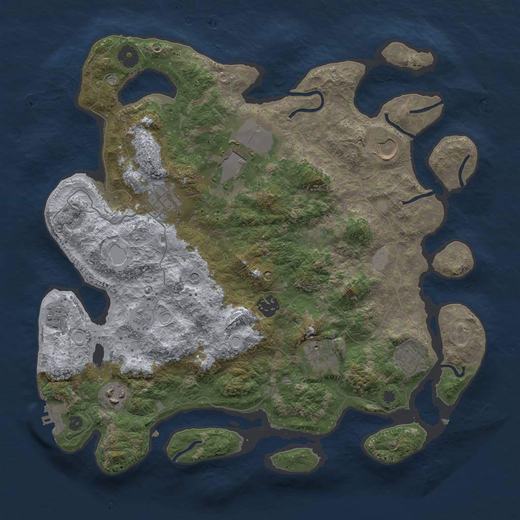 Rust Map: Procedural Map, Size: 3700, Seed: 499493, 16 Monuments