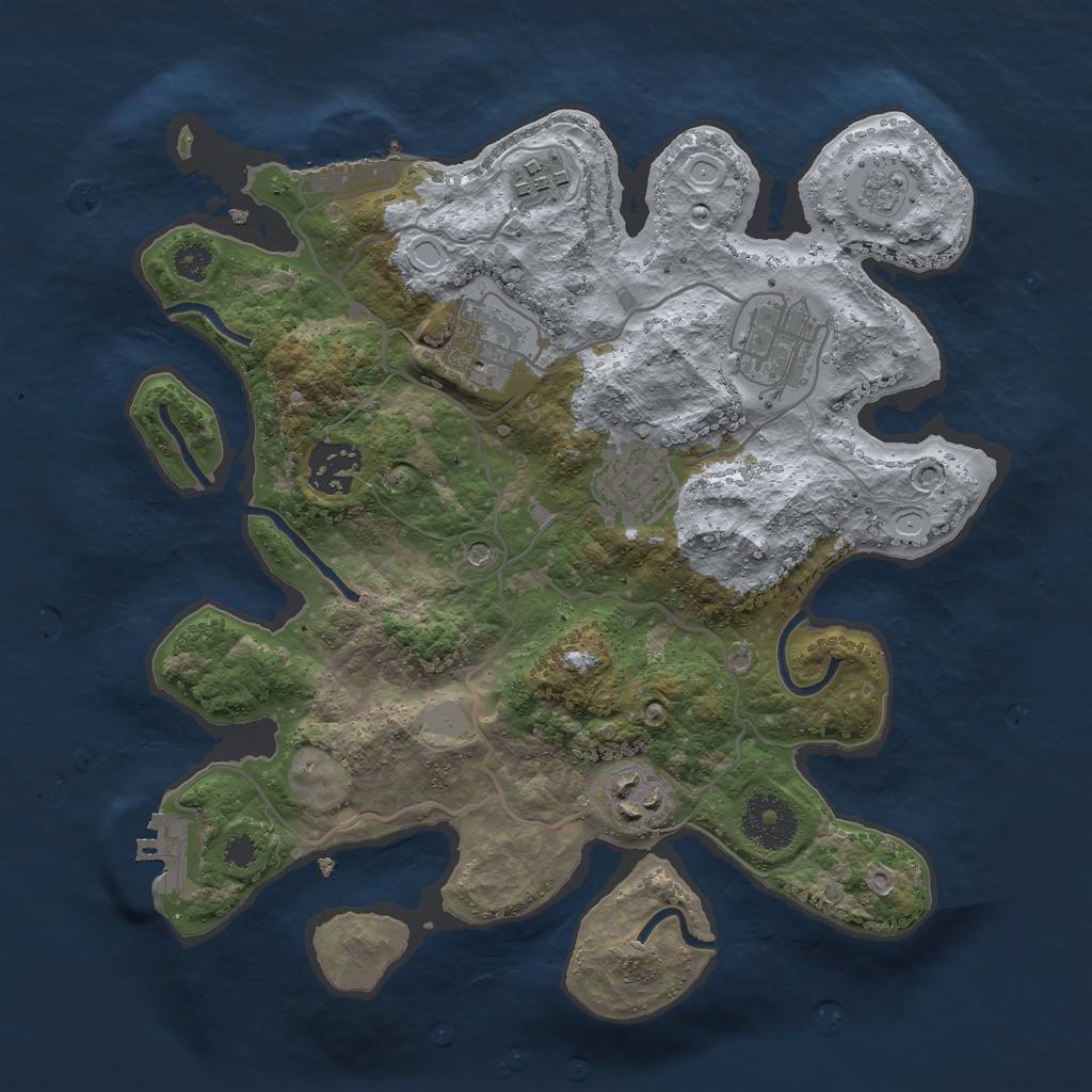 Rust Map: Procedural Map, Size: 3000, Seed: 381184498, 15 Monuments
