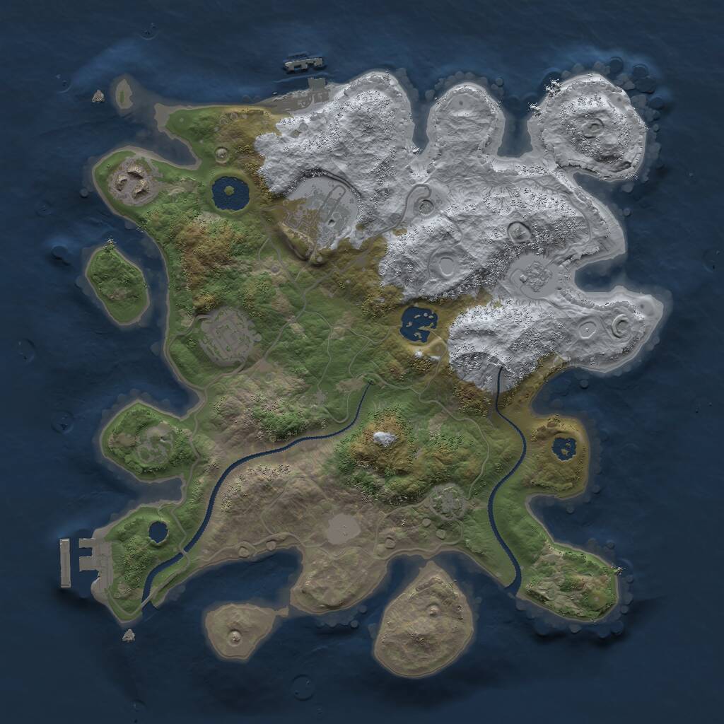 Rust Map: Procedural Map, Size: 3000, Seed: 381184498, 10 Monuments