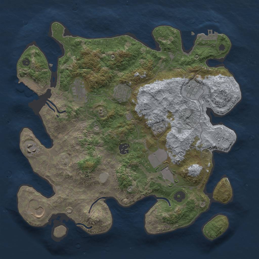 Rust Map: Procedural Map, Size: 3500, Seed: 34301714, 17 Monuments