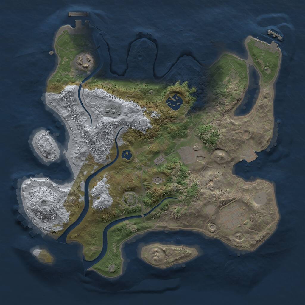 Rust Map: Procedural Map, Size: 3000, Seed: 25000, 10 Monuments