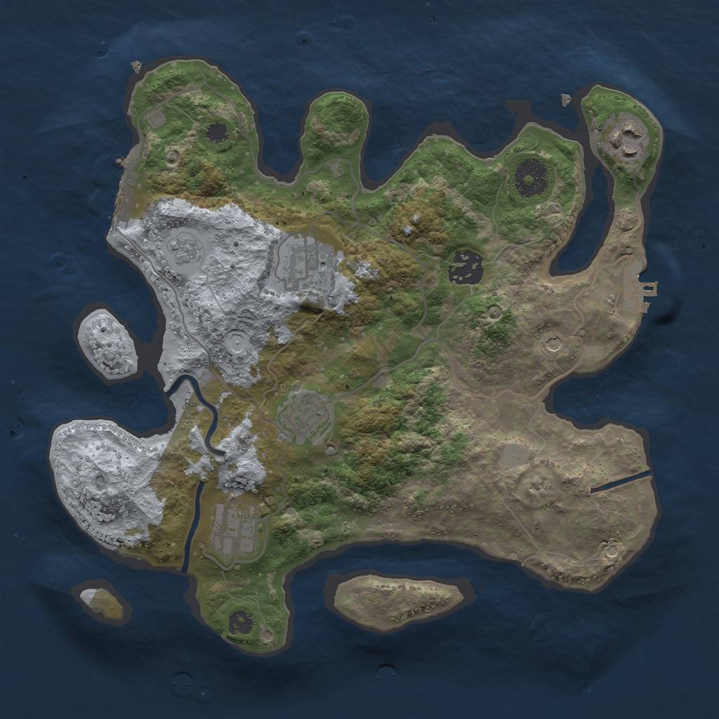 Rust Map: Procedural Map, Size: 3000, Seed: 25000, 14 Monuments