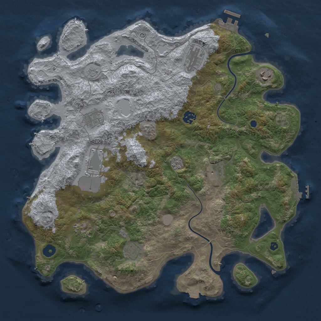 Rust Map: Procedural Map, Size: 3850, Seed: 404734323, 15 Monuments