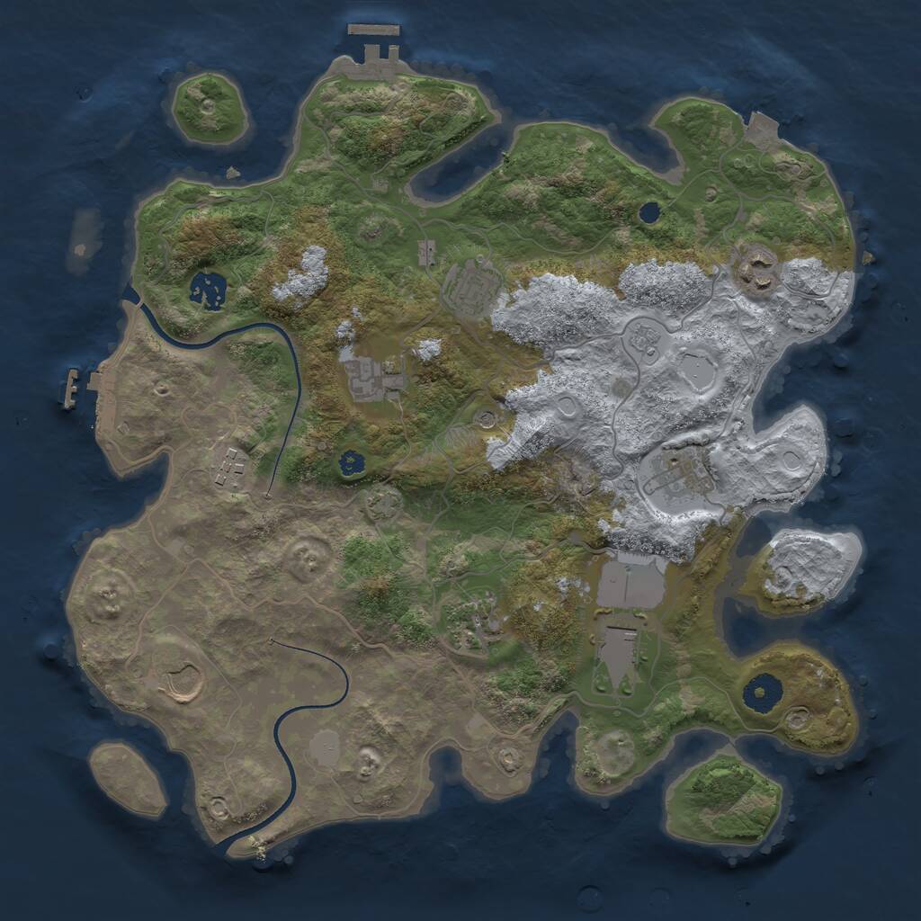 Rust Map: Procedural Map, Size: 3600, Seed: 21923890, 15 Monuments