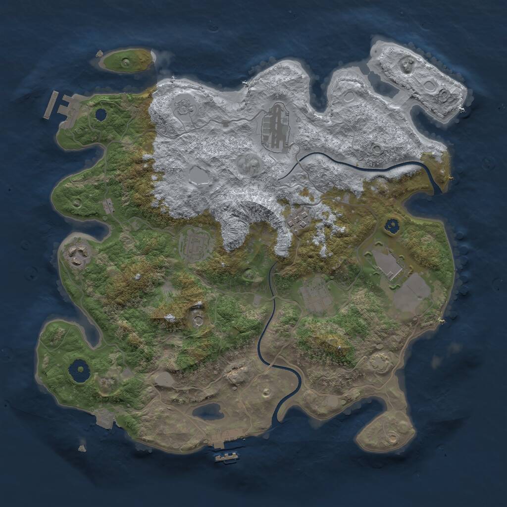 Rust Map: Procedural Map, Size: 3500, Seed: 25123, 12 Monuments