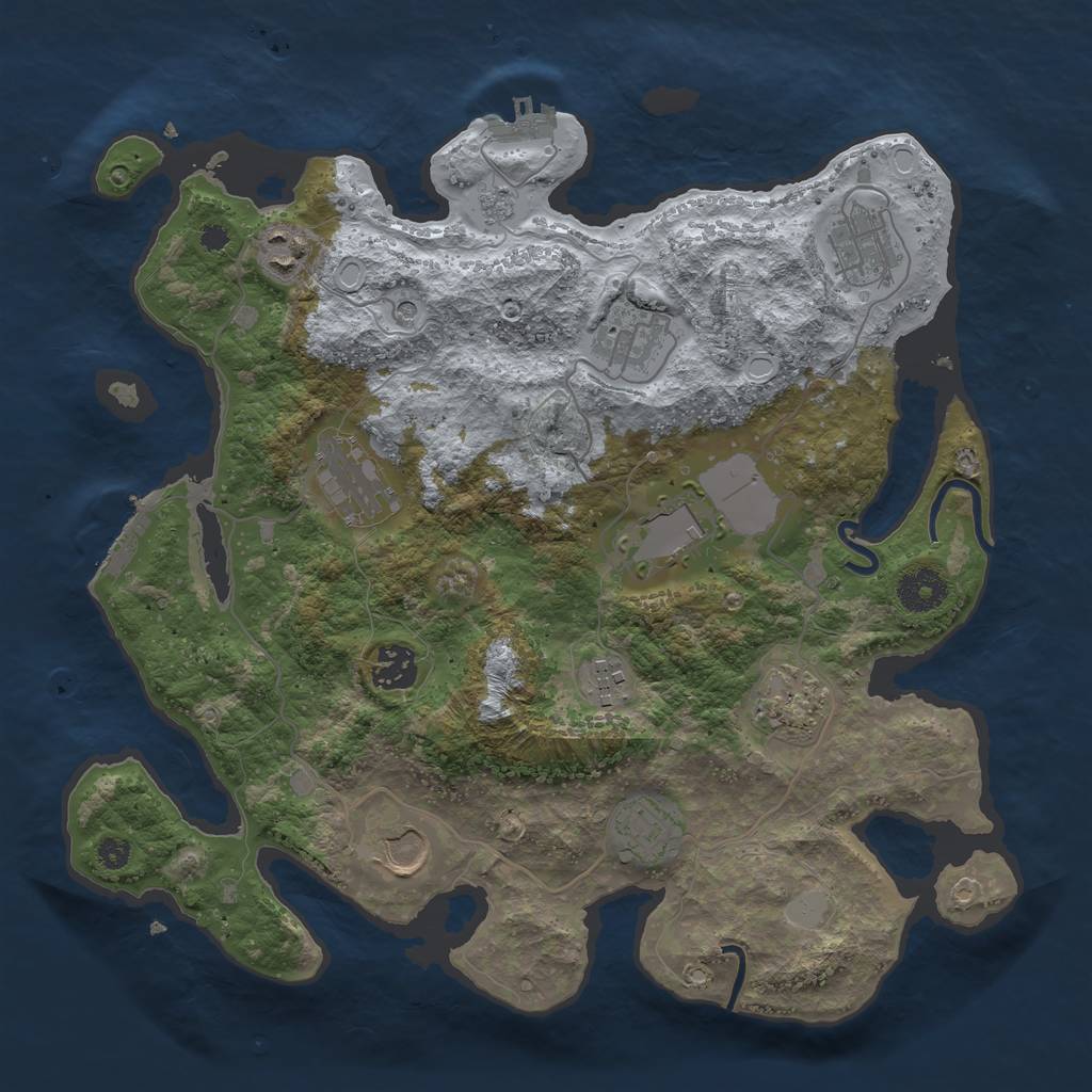 Rust Map: Procedural Map, Size: 3500, Seed: 1154651635, 19 Monuments