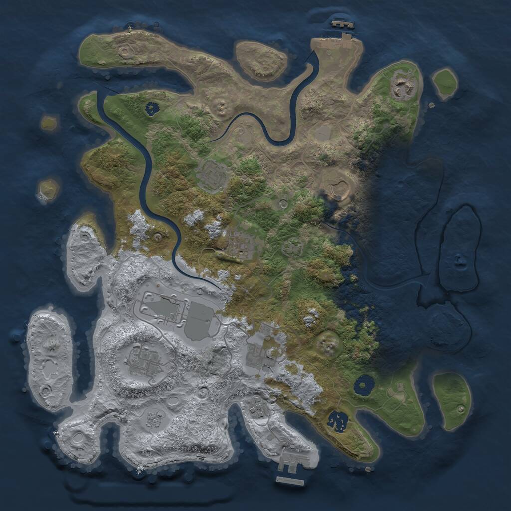 Rust Map: Procedural Map, Size: 3700, Seed: 537336, 15 Monuments