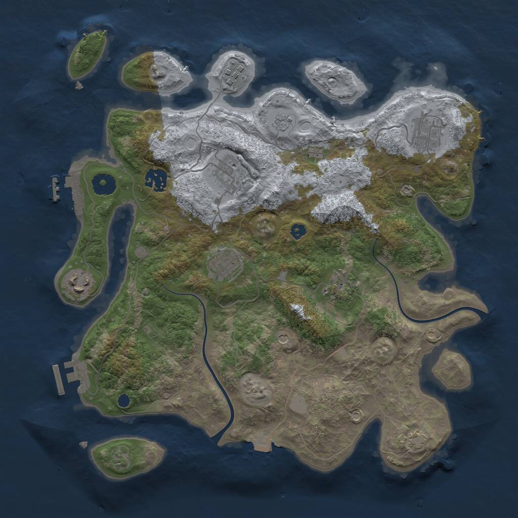 Rust Map: Procedural Map, Size: 3400, Seed: 555420, 13 Monuments