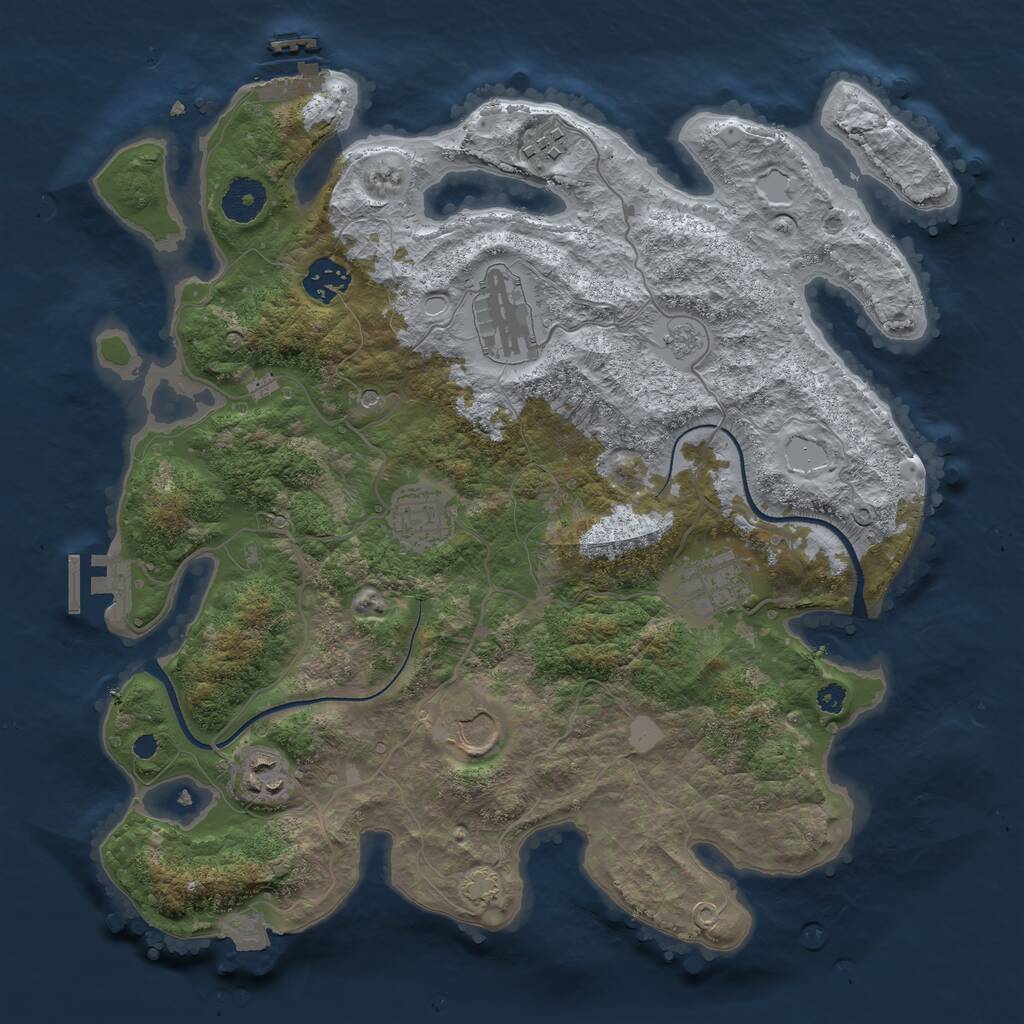 Rust Map: Procedural Map, Size: 3500, Seed: 1221, 13 Monuments